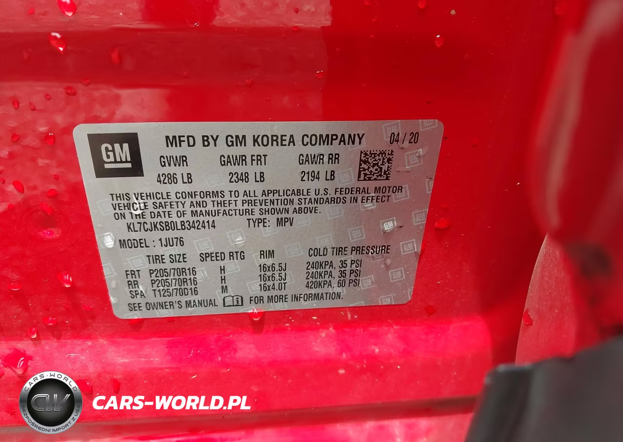 2020 Chevrolet Trax Fwd Ls VIN:KL7CJKSB0LB342414 - 9