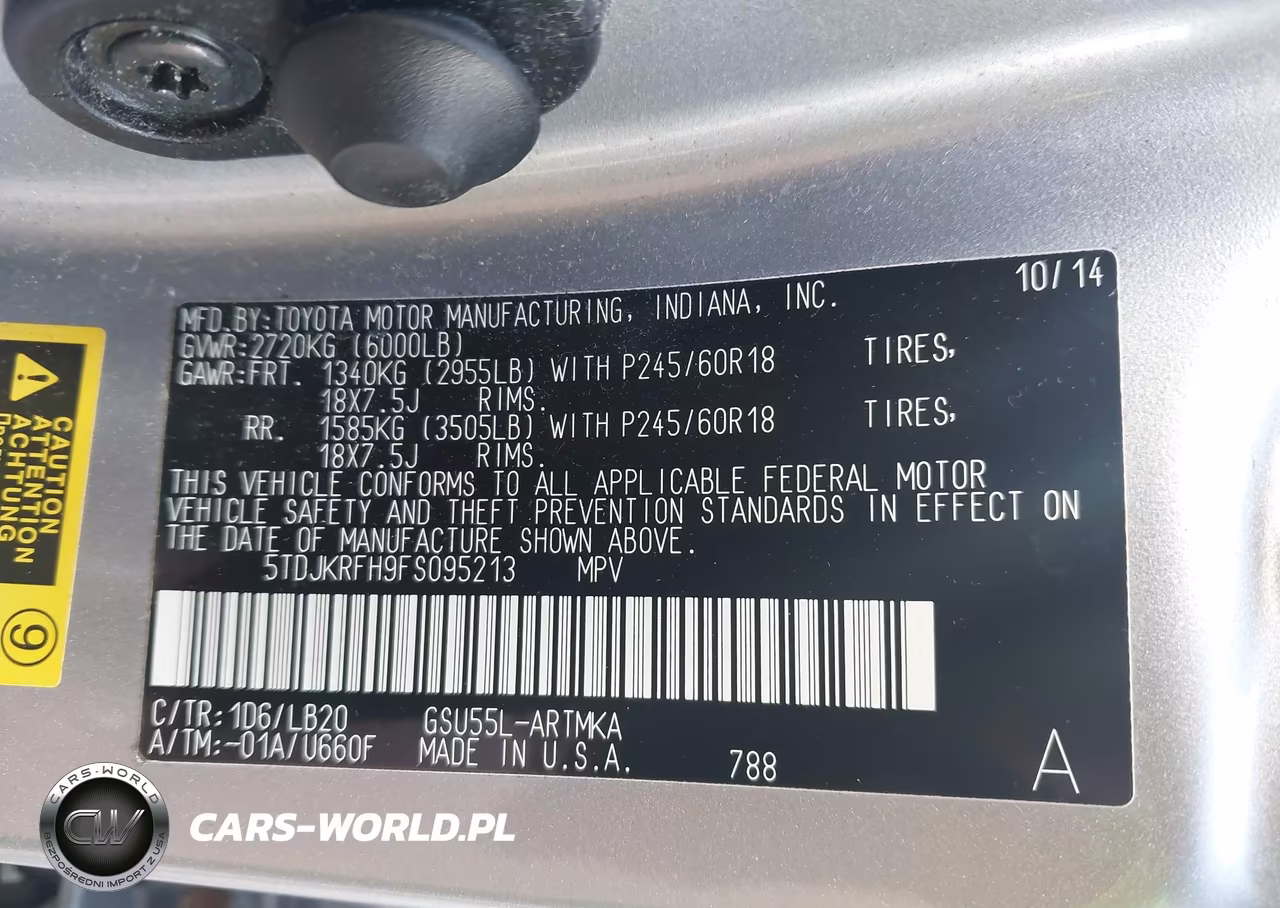 2015 Toyota Highlander Xle V6 VIN:5TDJKRFH9FS095213 - 9