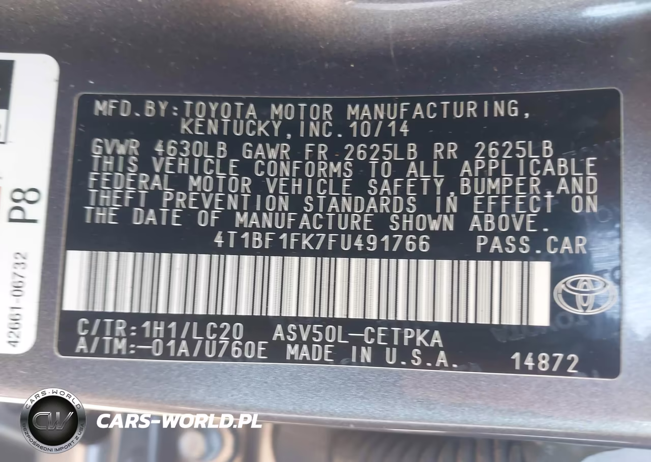2015 Toyota Camry Xse VIN:4T1BF1FK7FU491766 - 9