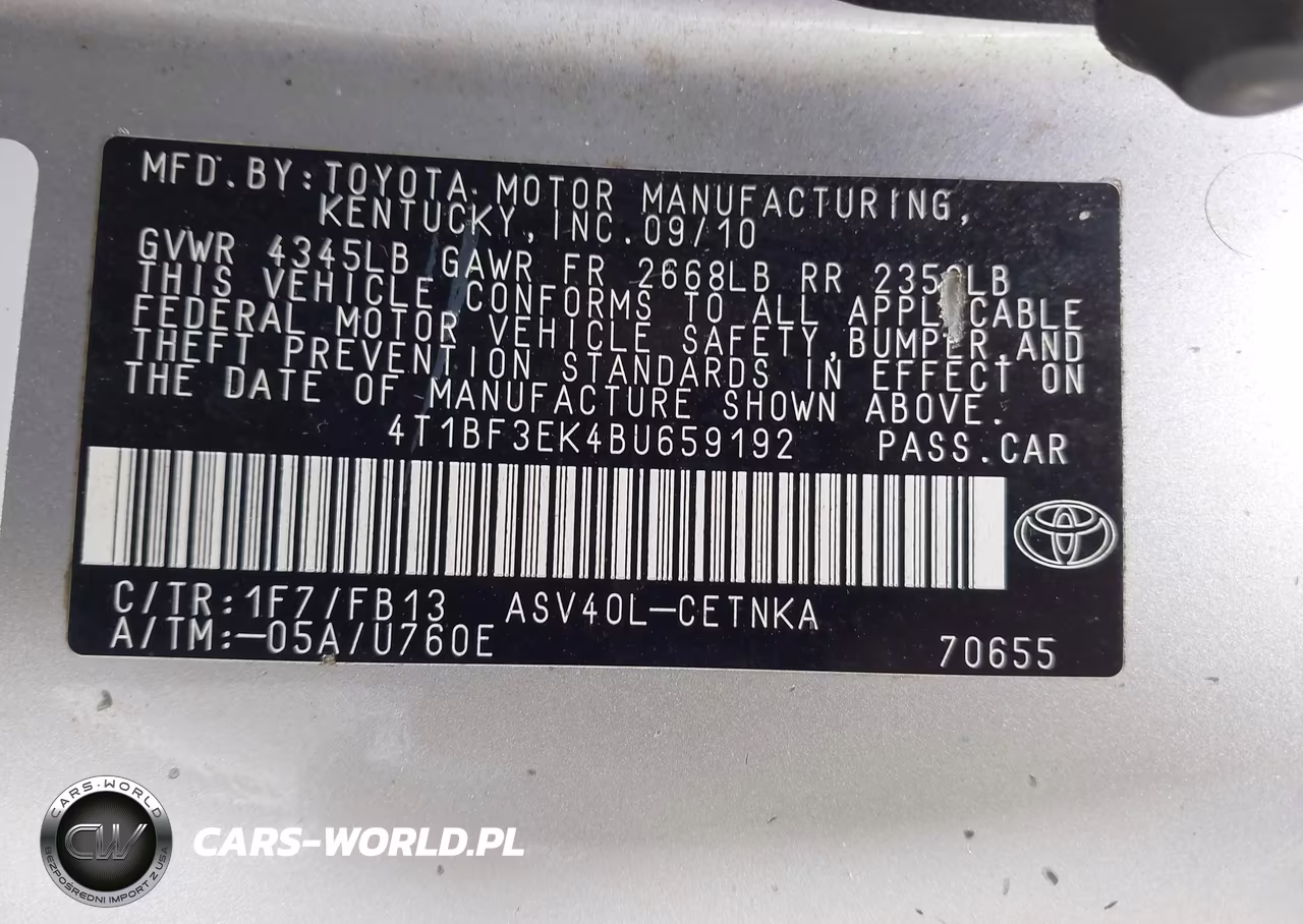2011 Toyota Camry Le VIN:4T1BF3EK4BU659192 - 9