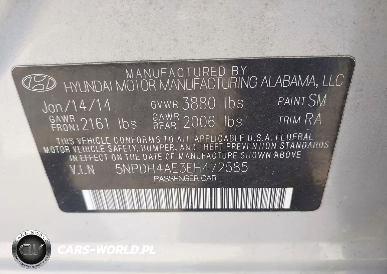 2014 Hyundai Elantra Se VIN:5NPDH4AE3EH472585 - 9
