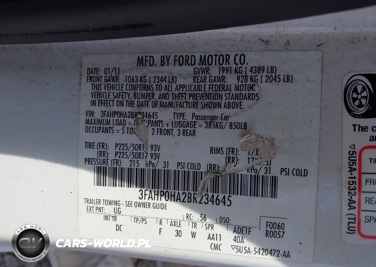 2011 Ford Fusion Se VIN:3FAHP0HA2BR234645 - 9