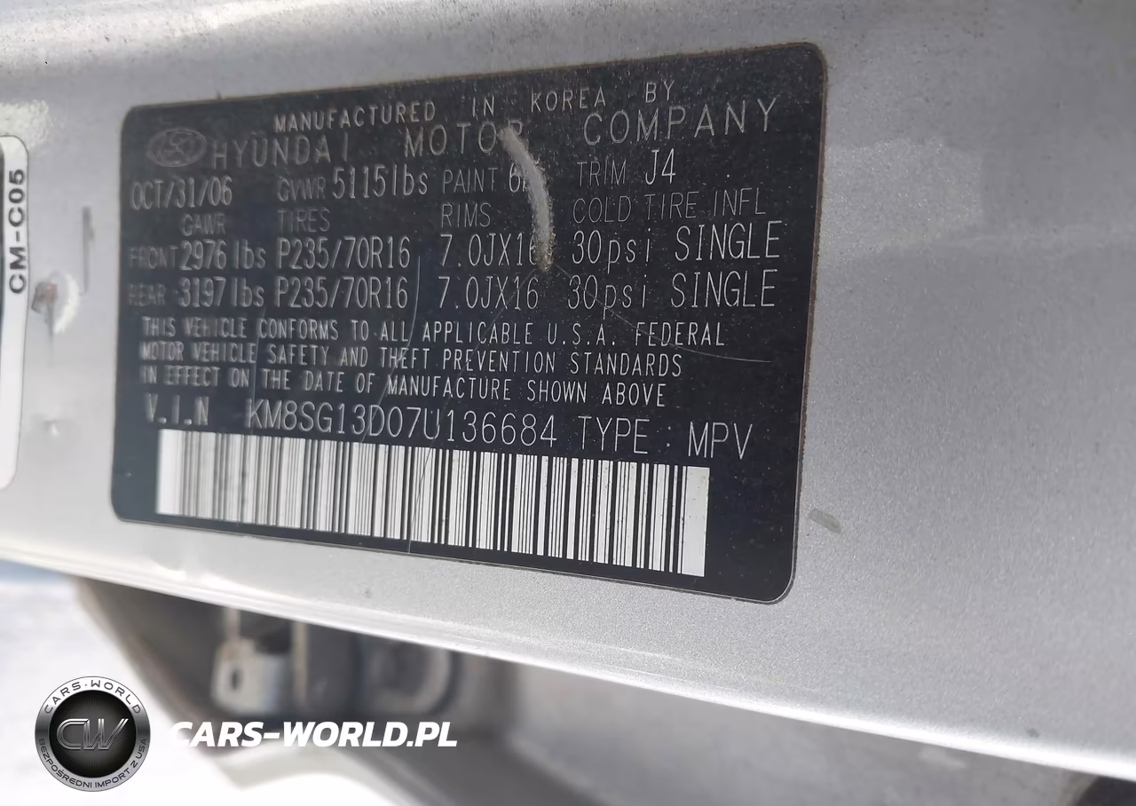 2007 Hyundai Santa Fe Gls VIN:KM8SG13D07U136684 - 9
