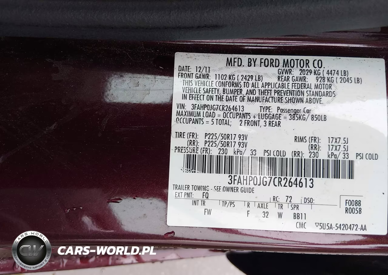2012 Ford Fusion Sel VIN:3FAHP0JG7CR264613 - 9