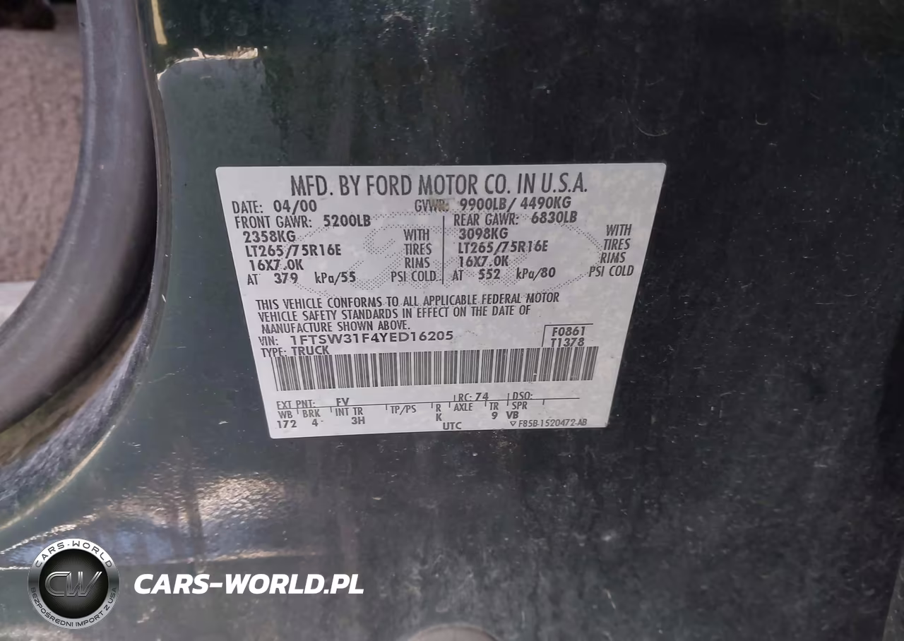 2000 Ford F-350 Lariat-Xl-Xlt VIN:1FTSW31F4YED16205 - 9