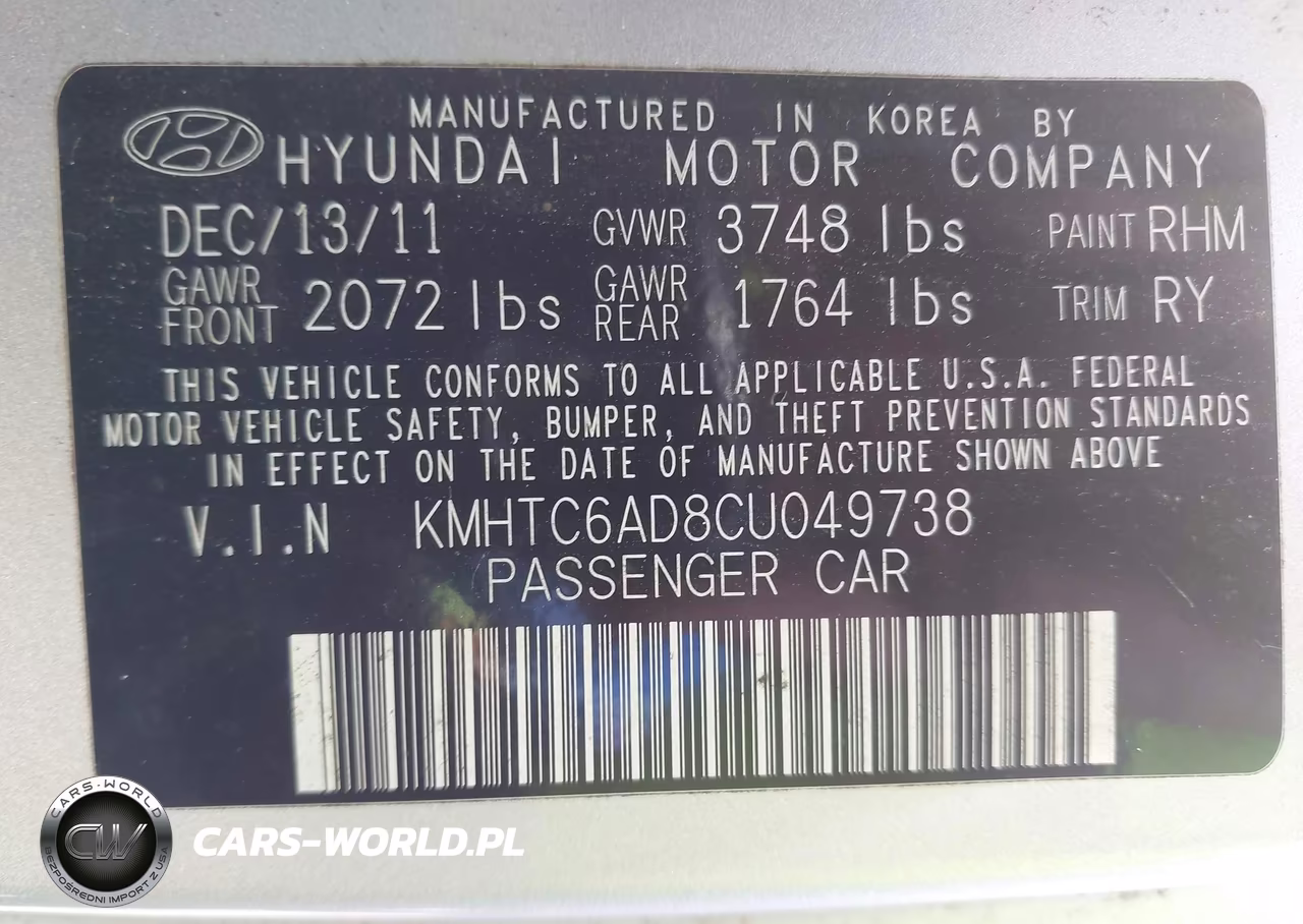 2012 Hyundai Veloster Base W-Gray VIN:KMHTC6AD8CU049738 - 9