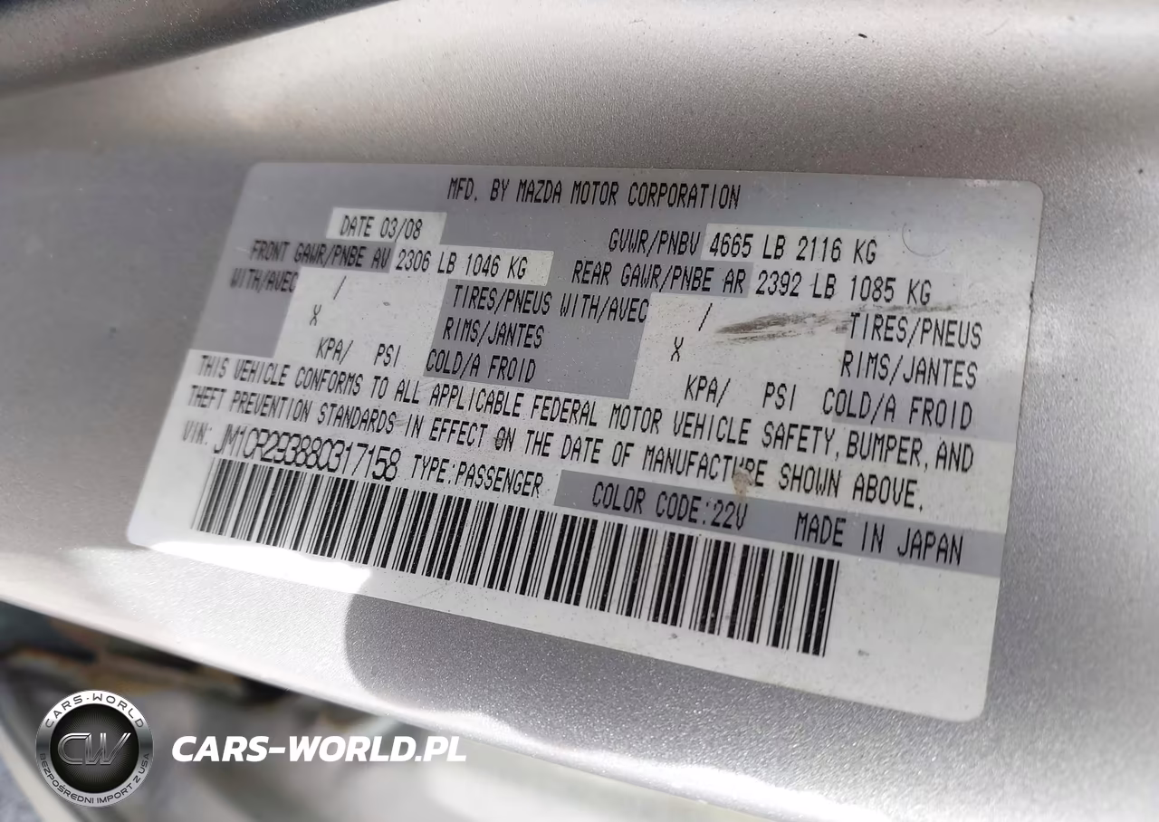 2008 Mazda Mazda5 Sport VIN:JM1CR293880317158 - 9