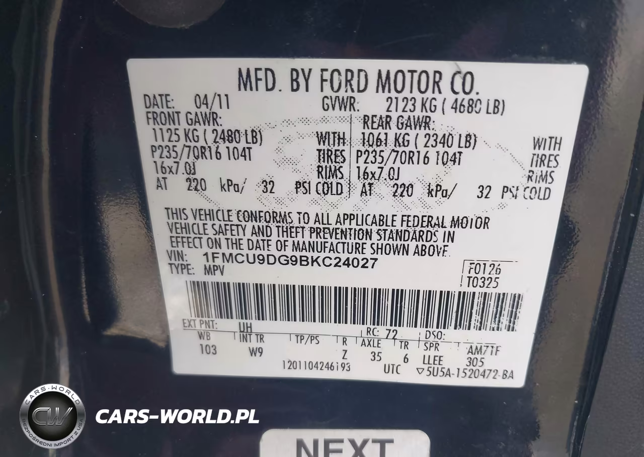 2011 Ford Escape Xlt VIN:1FMCU9DG9BKC24027 - 9