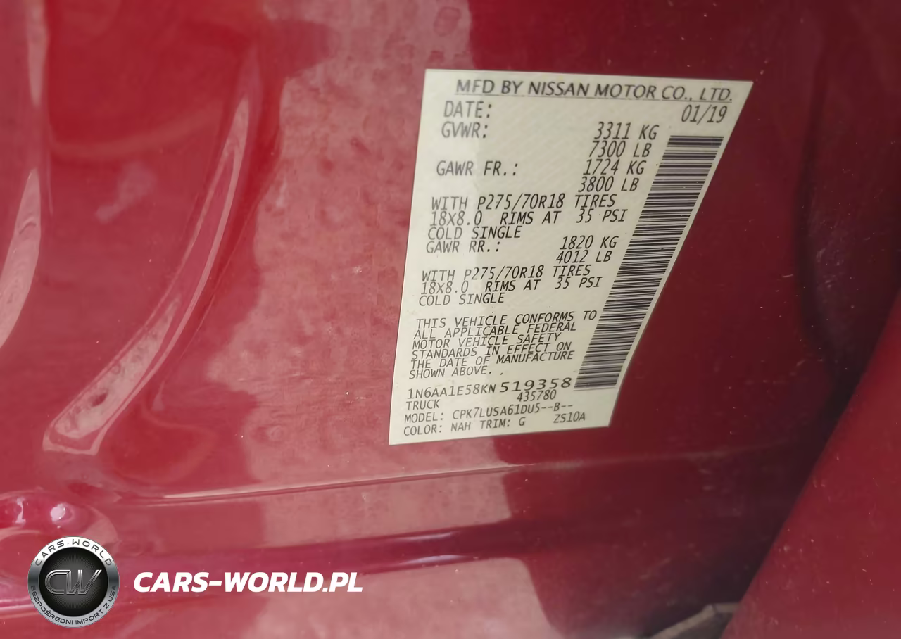 2019 Nissan Titan Pro-4X VIN:1N6AA1E58KN519358 - 9