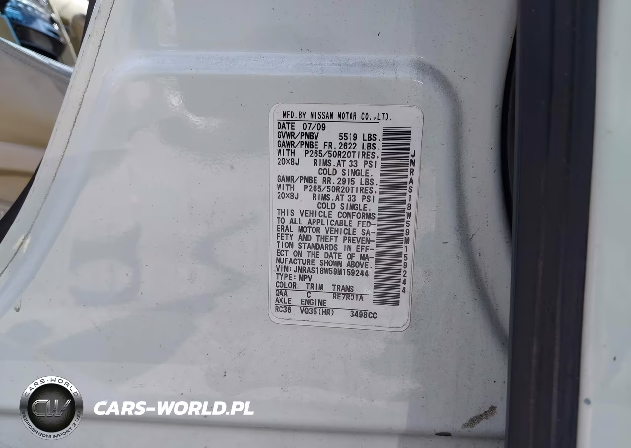 2009 Infiniti Fx35 VIN:JNRAS18W59M159244 - 9