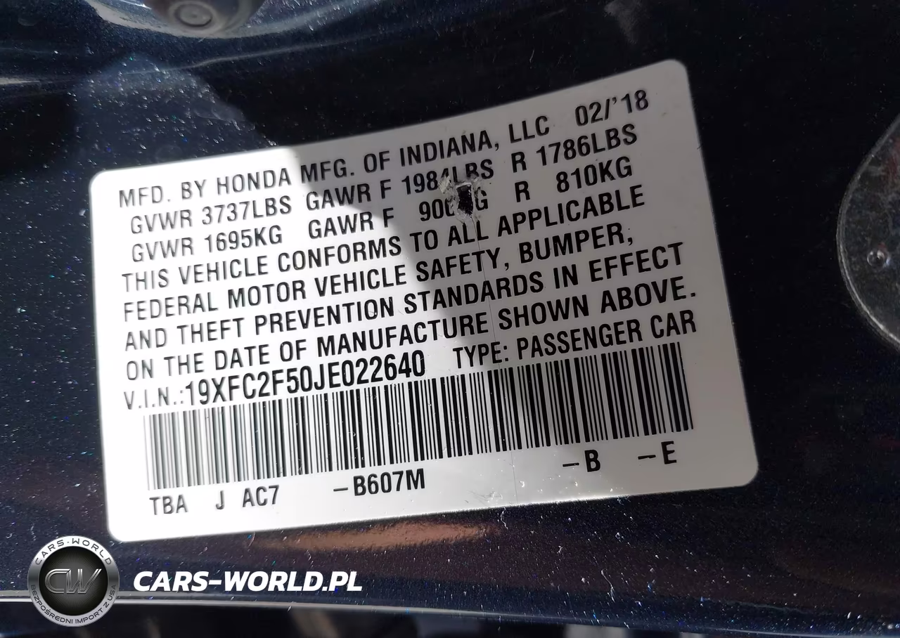 2018 Honda Civic Lx VIN:19XFC2F50JE022640 - 9