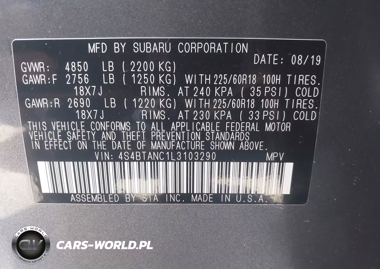 2020 Subaru Outback Limited VIN:4S4BTANC1L3103290 - 9