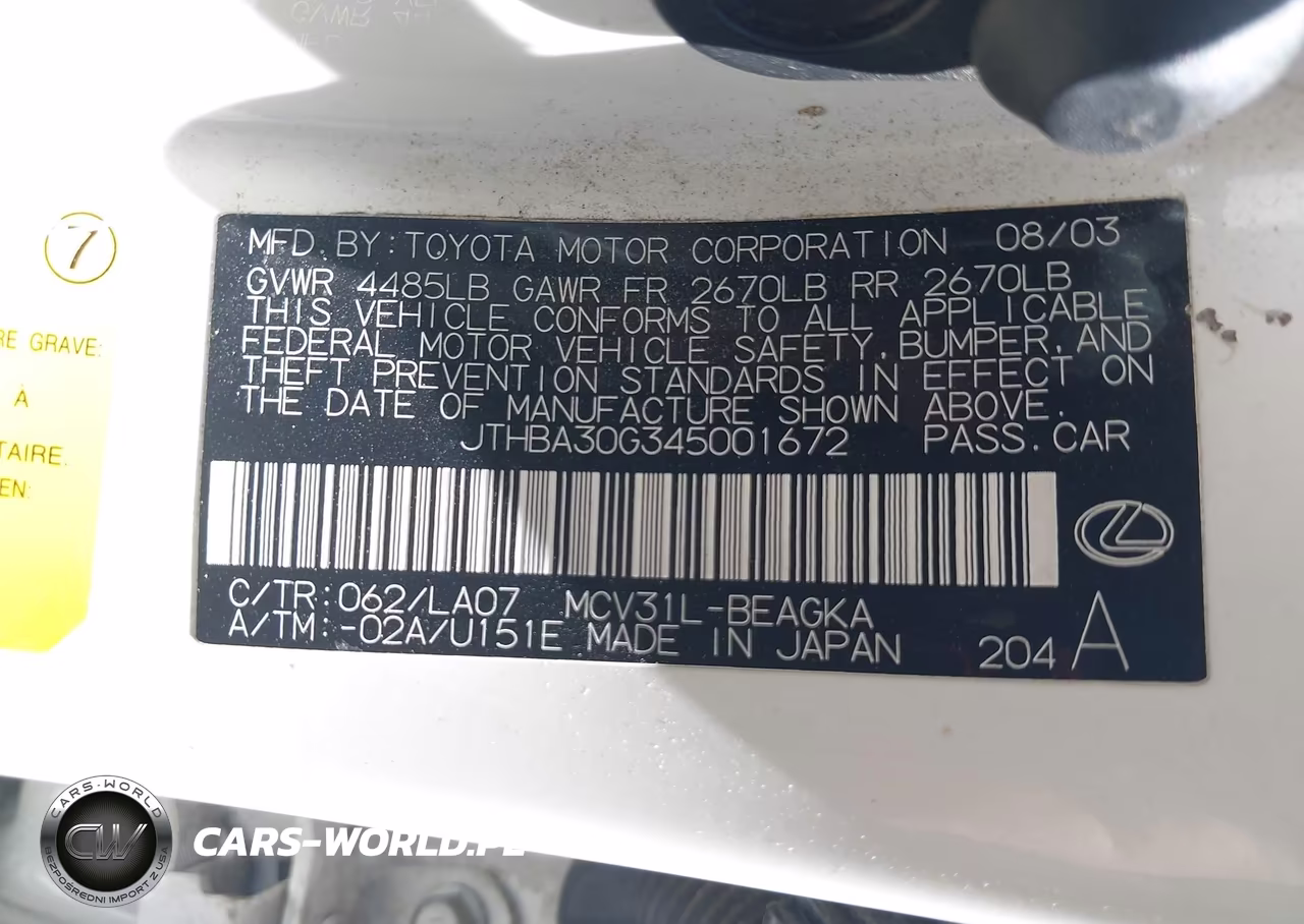 2004 Lexus Es 330 VIN:JTHBA30G345001672 - 9