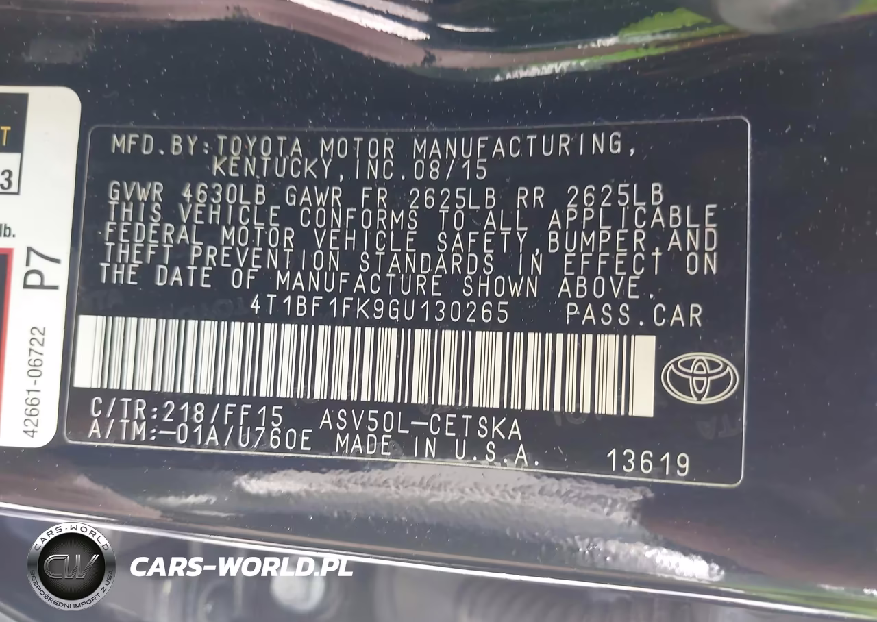 2016 Toyota Camry Se VIN:4T1BF1FK9GU130265 - 9
