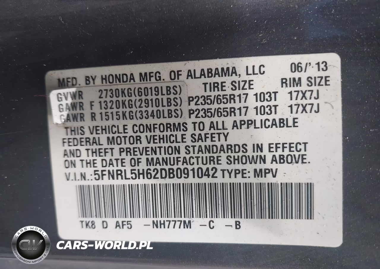 2013 Honda Odyssey Ex-L VIN:5FNRL5H62DB091042 - 9
