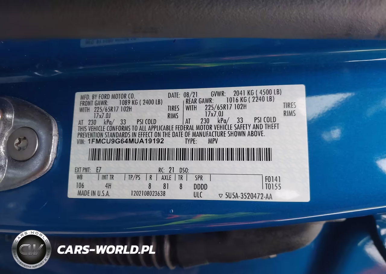 2021 Ford Escape Se VIN:1FMCU9G64MUA19192 - 9