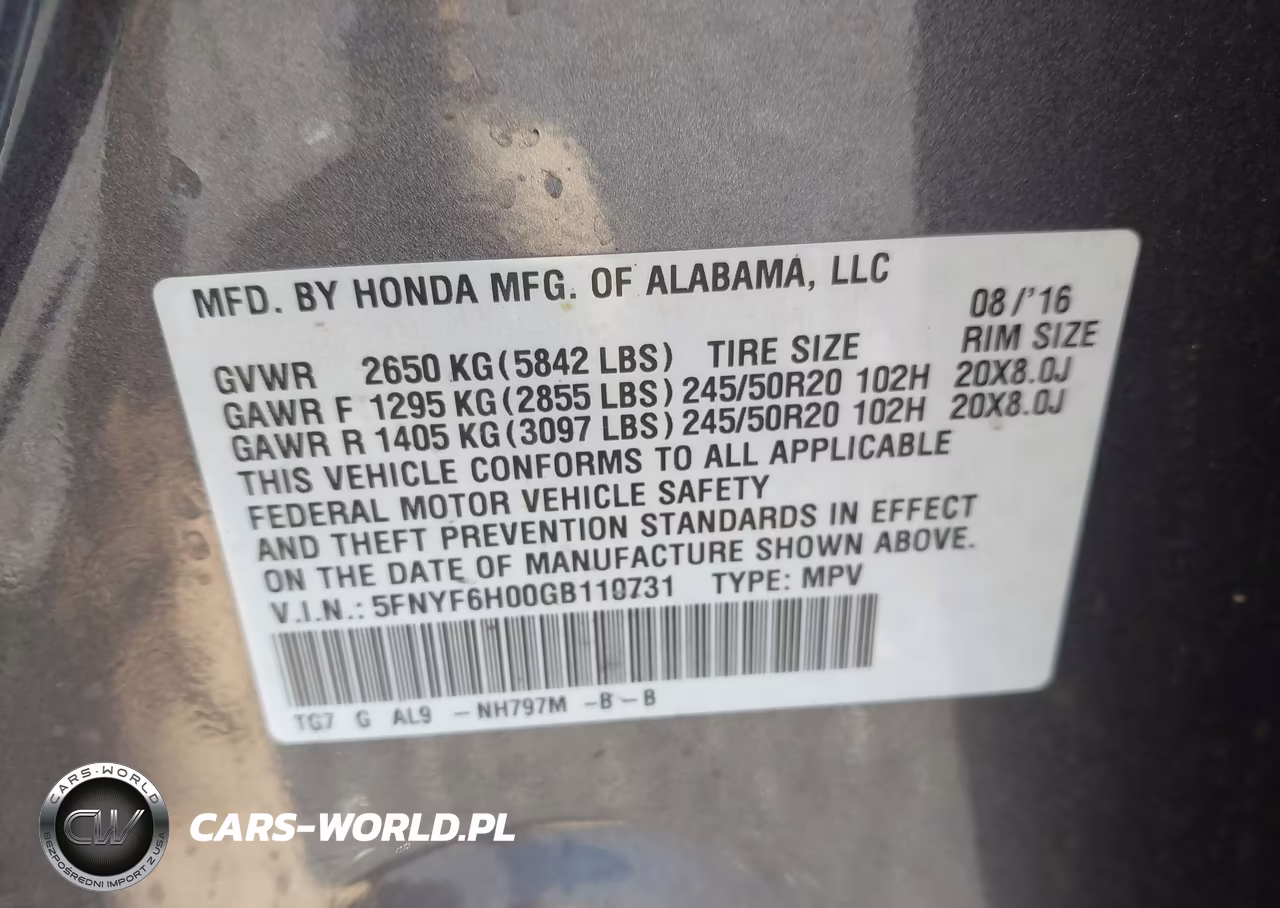 2016 Honda Pilot Elite VIN:5FNYF6H00GB110731 - 9