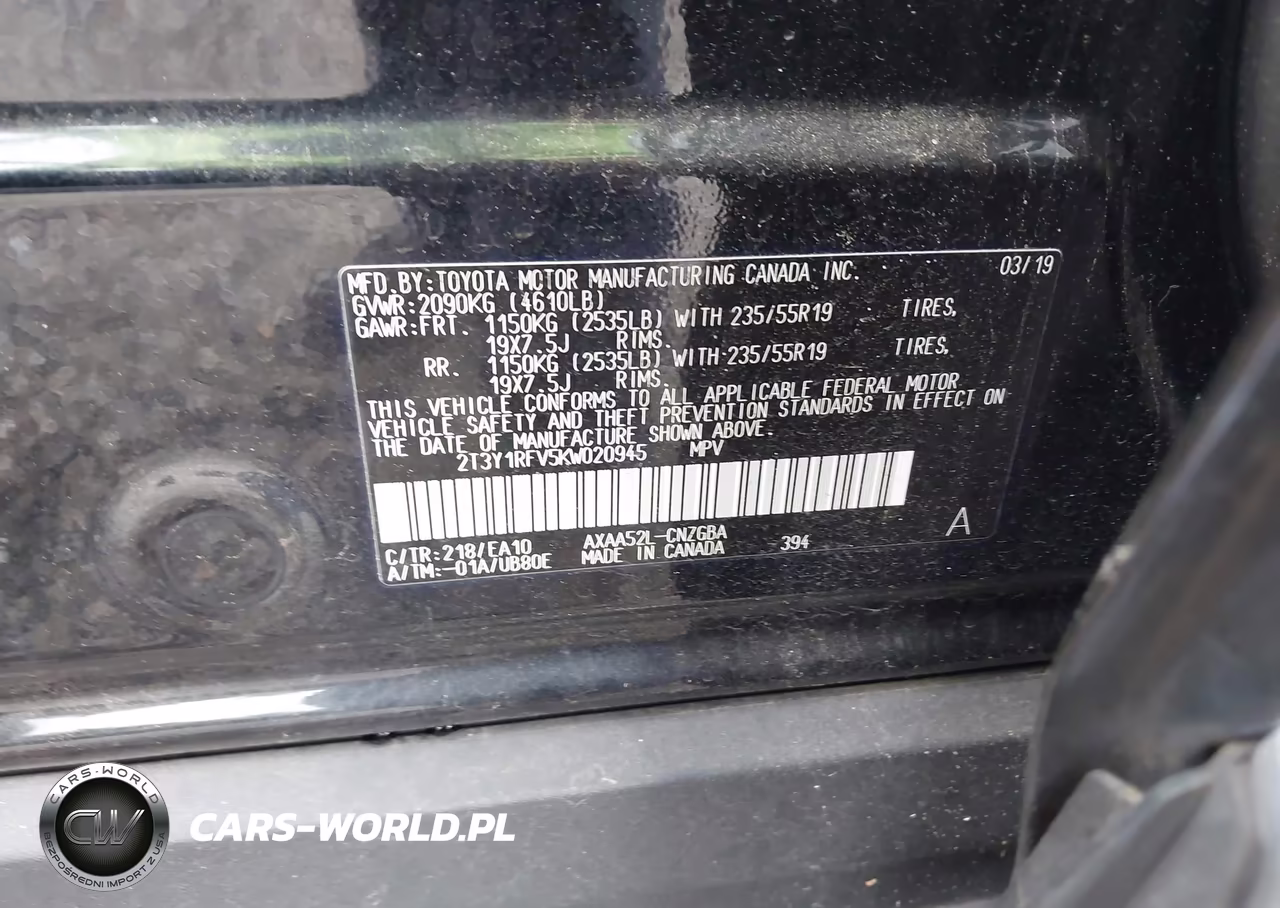 2019 Toyota Rav4 Limited VIN:2T3Y1RFV5KW020945 - 9