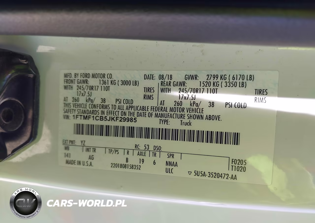 2018 Ford F-150 Xl VIN:1FTMF1CB5JKF29985 - 9