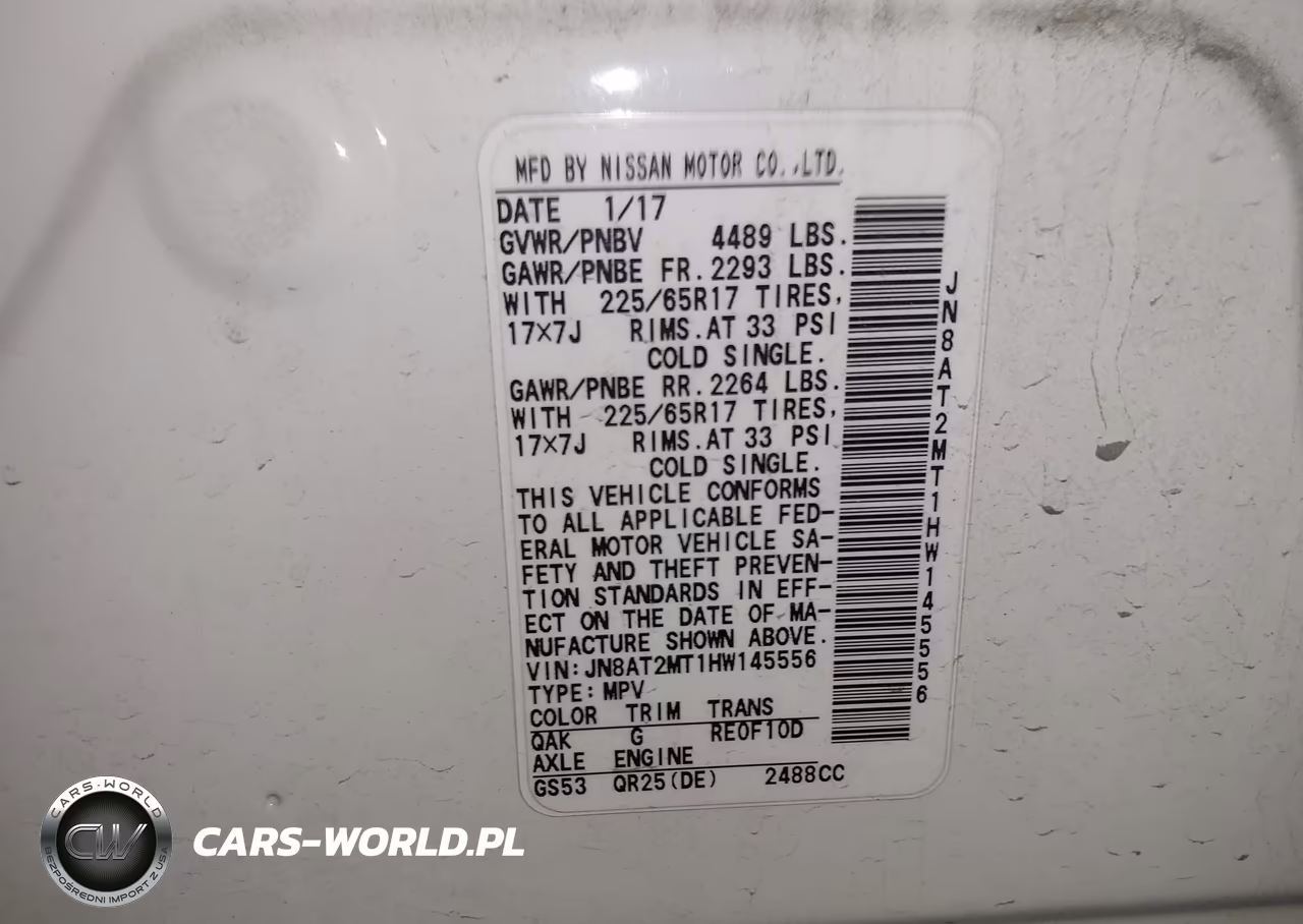 2017 Nissan Rogue Sv VIN:JN8AT2MT1HW145556 - 9