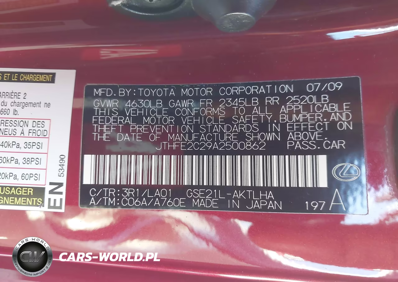 2010 Lexus Is 350C VIN:JTHFE2C29A2500862 - 9