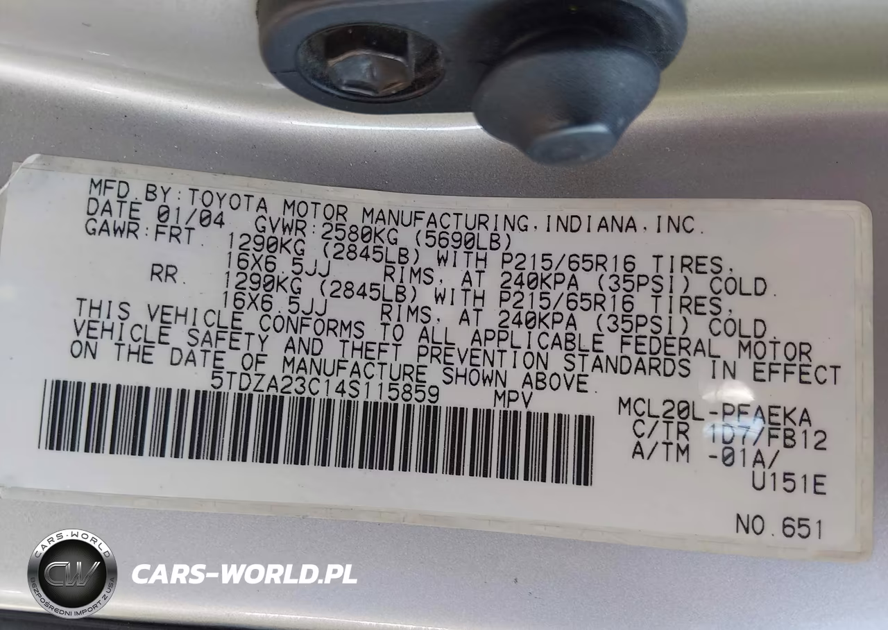 2004 Toyota Sienna Le VIN:5TDZA23C14S115859 - 9