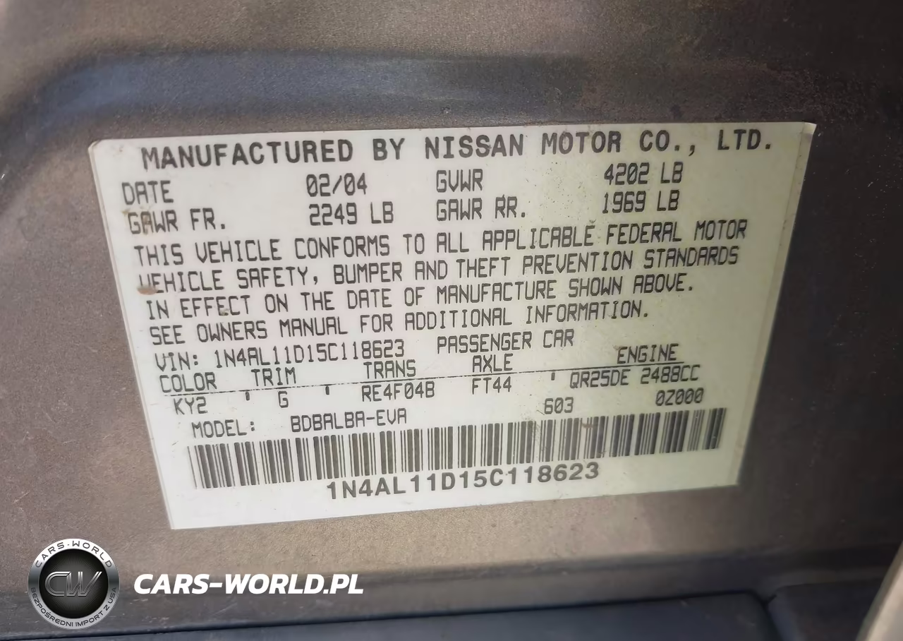 2005 Nissan Altima 2.5 S VIN:1N4AL11D15C118623 - 9