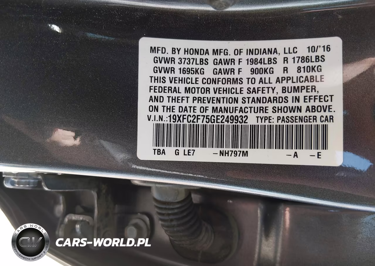 2016 Honda Civic Ex VIN:19XFC2F75GE249932 - 9