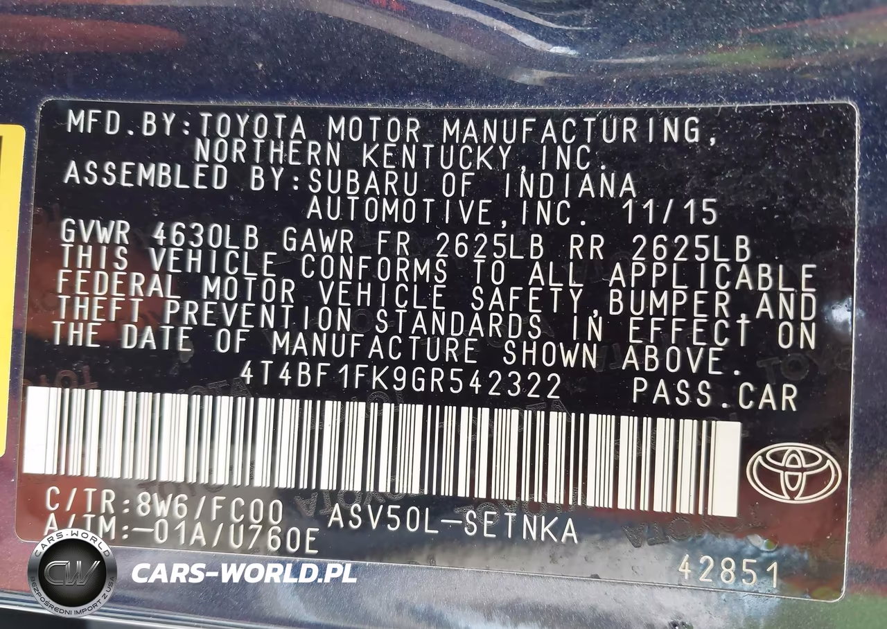 2016 Toyota Camry Le VIN:4T4BF1FK9GR542322 - 9