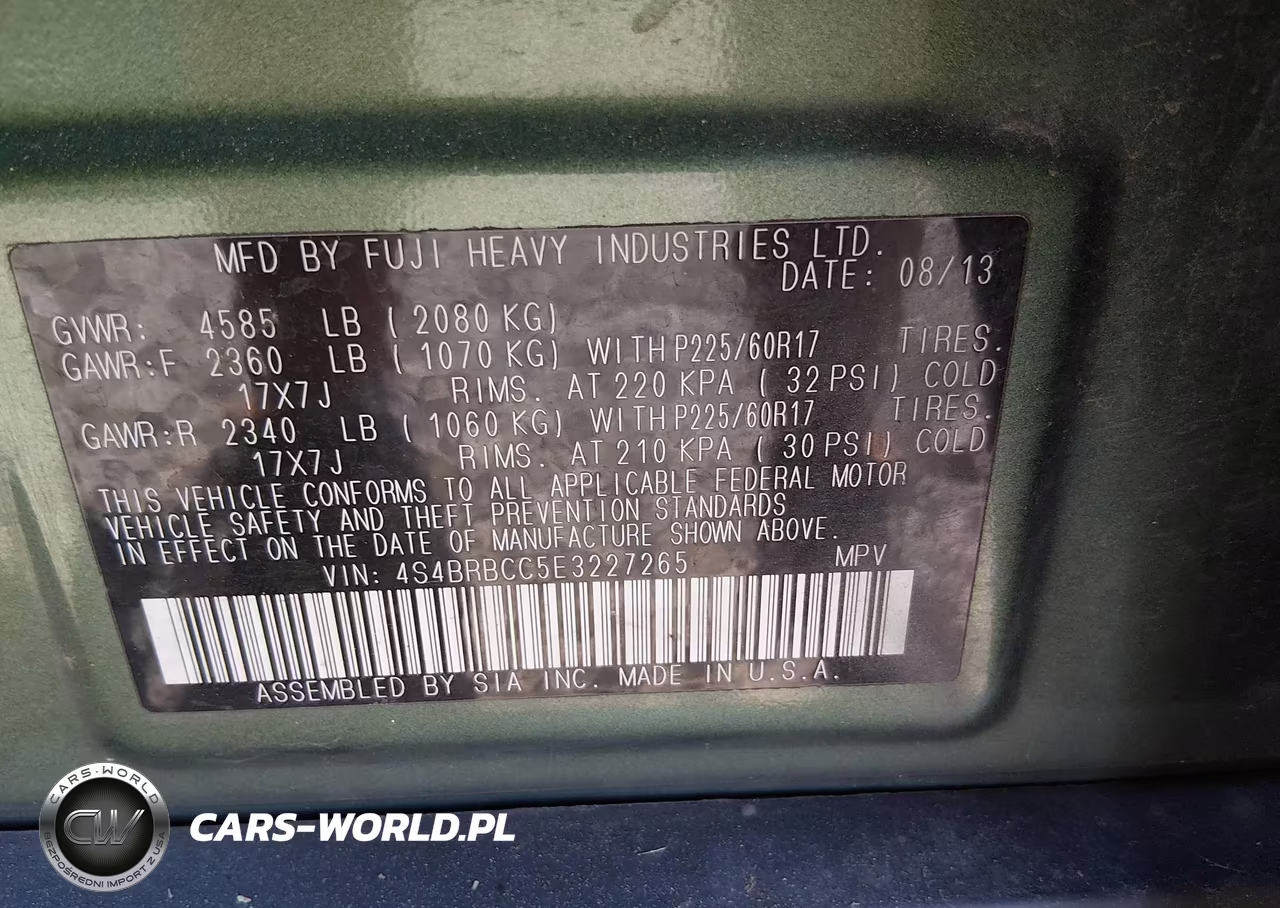 2014 Subaru Outback 2.5I Premium VIN:4S4BRBCC5E3227265 - 9