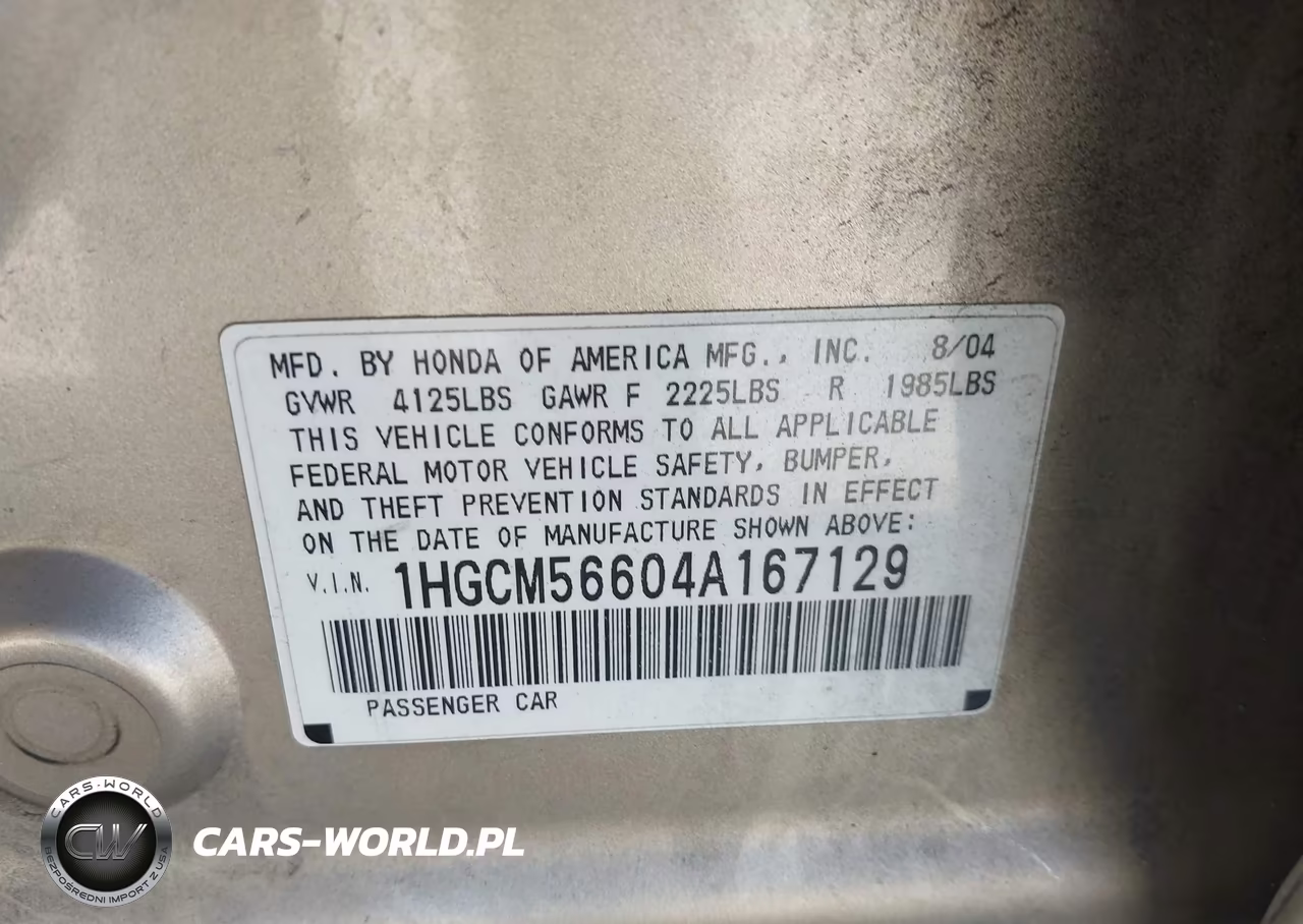 2004 Honda Accord 2.4 Ex VIN:1HGCM56604A167129 - 9