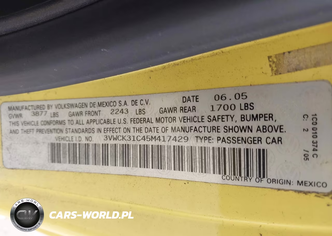 2005 Volkswagen New Beetle Gls VIN:3VWCK31C45M417429 - 9