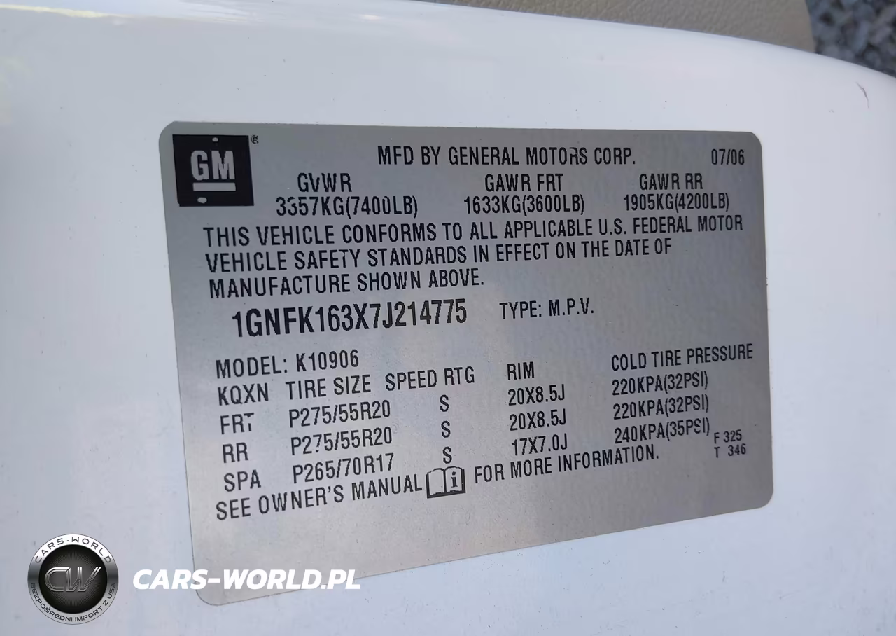 2007 Chevrolet Suburban 1500 Ltz VIN:1GNFK163X7J214775 - 9
