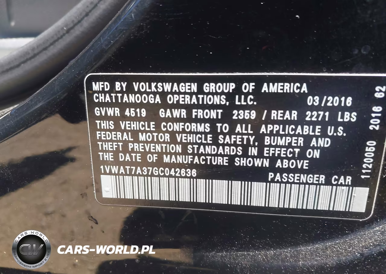 2016 Volkswagen Passat 1.8T S VIN:1VWAT7A37GC042636 - 9