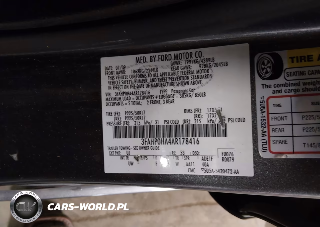 2010 Ford Fusion Se VIN:3FAHP0HA4AR178416 - 9