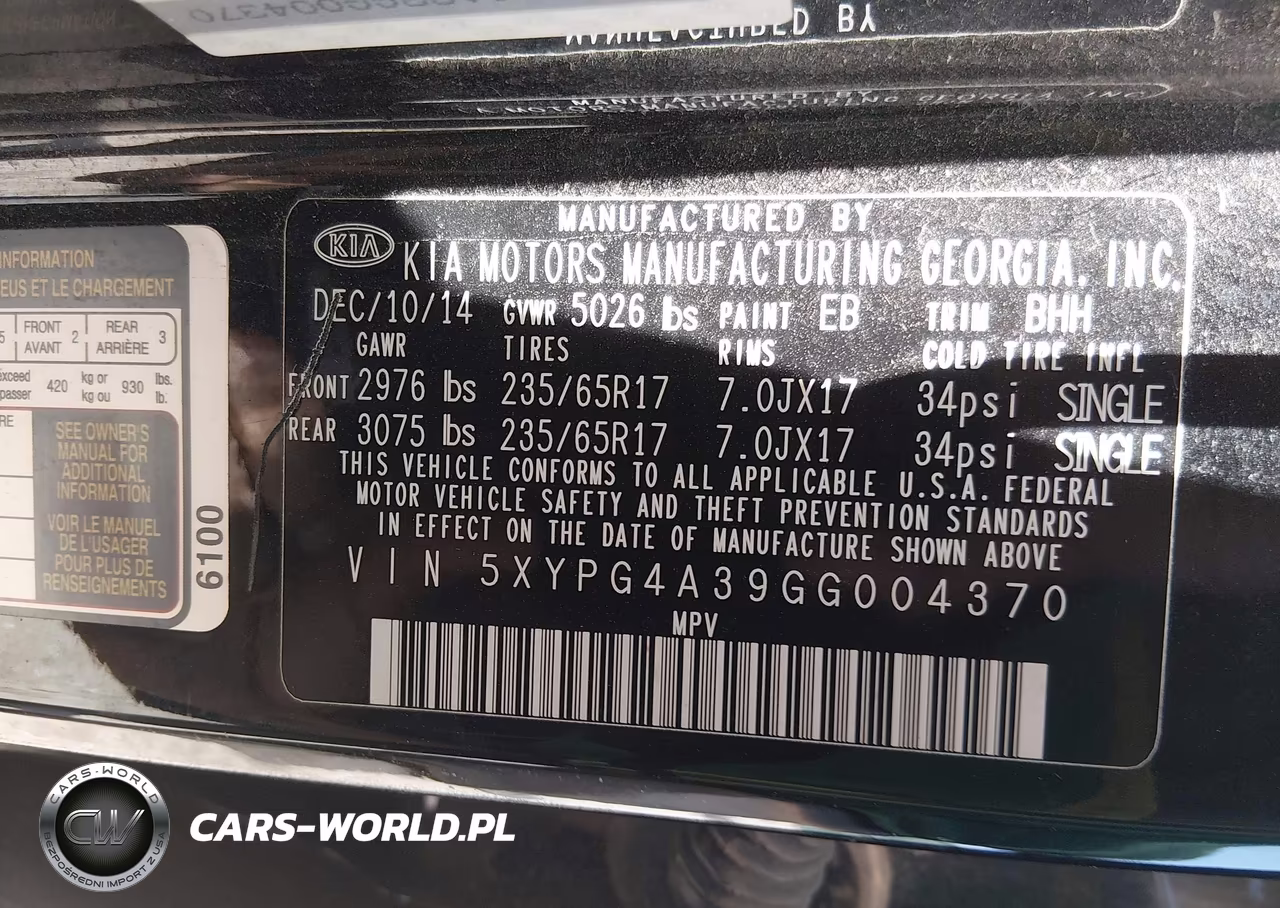2016 Kia Sorento 2.4L Lx VIN:5XYPG4A39GG004370 - 9
