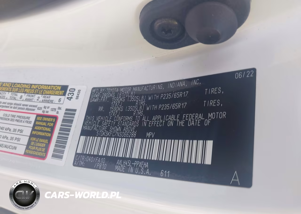 2022 Toyota Sienna Le VIN:5TDKSKFC7NS066288 - 9