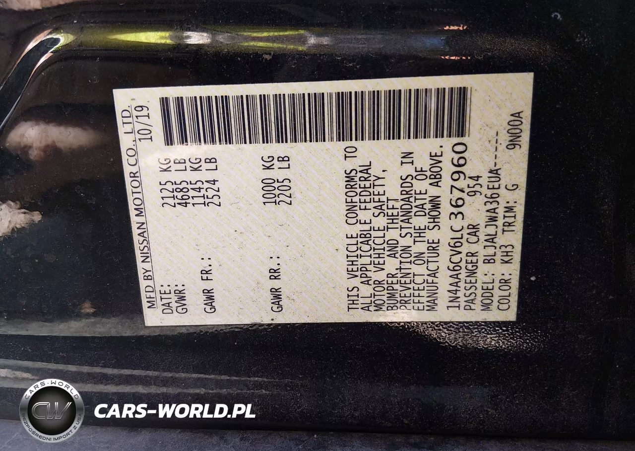 2020 Nissan Maxima Sv Xtronic Cvt VIN:1N4AA6CV6LC367960 - 9