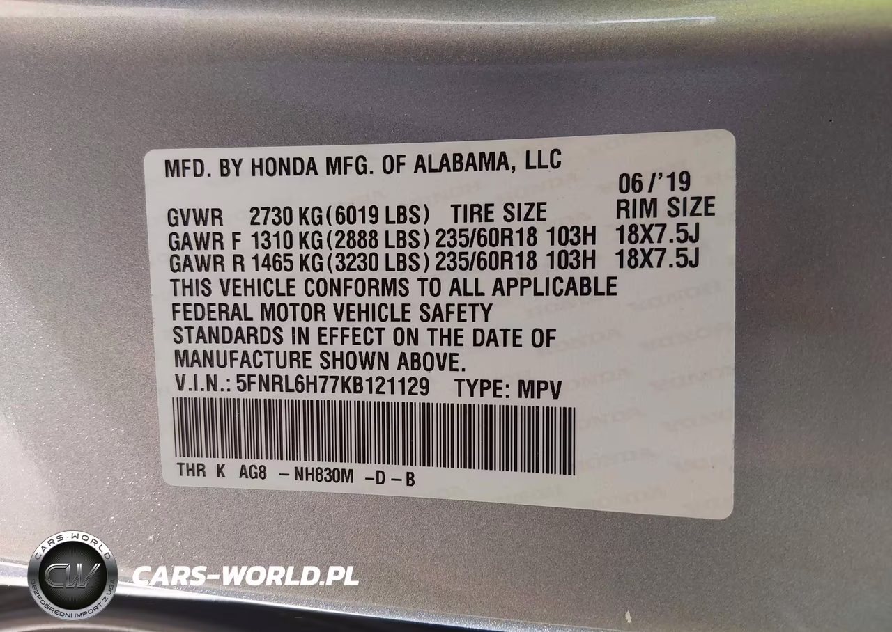 2019 Honda Odyssey Ex-L VIN:5FNRL6H77KB121129 - 9