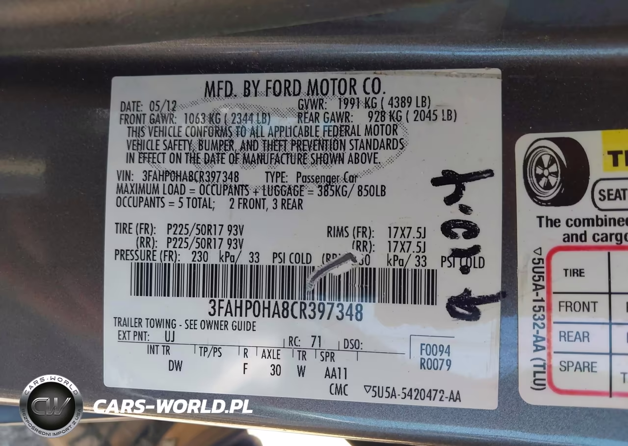 2012 Ford Fusion Se VIN:3FAHP0HA8CR397348 - 9