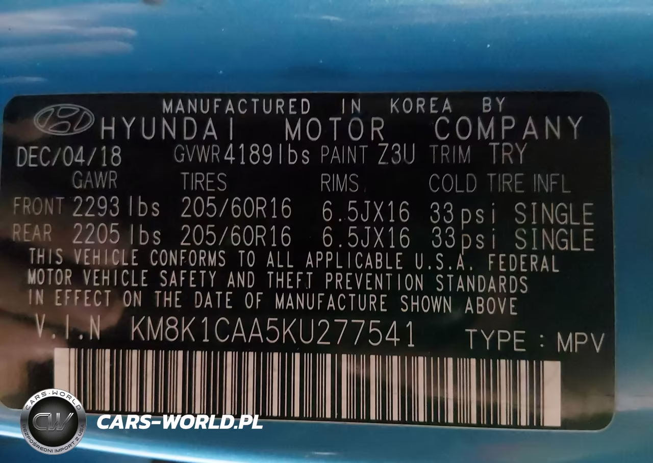 2019 Hyundai Kona Se VIN:KM8K1CAA5KU277541 - 9