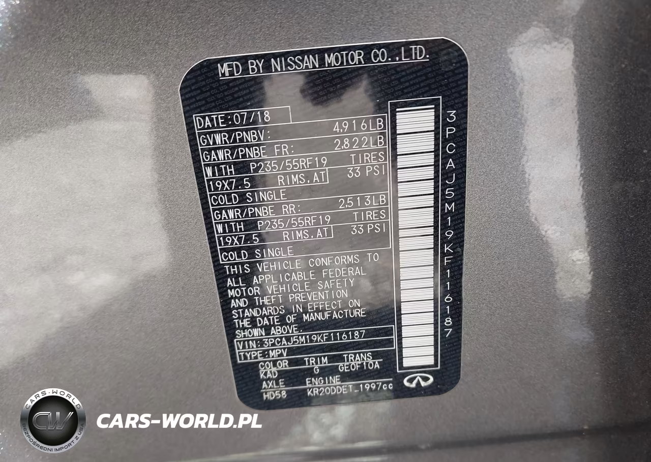 2019 Infiniti Qx50 Essential VIN:3PCAJ5M19KF116187 - 9