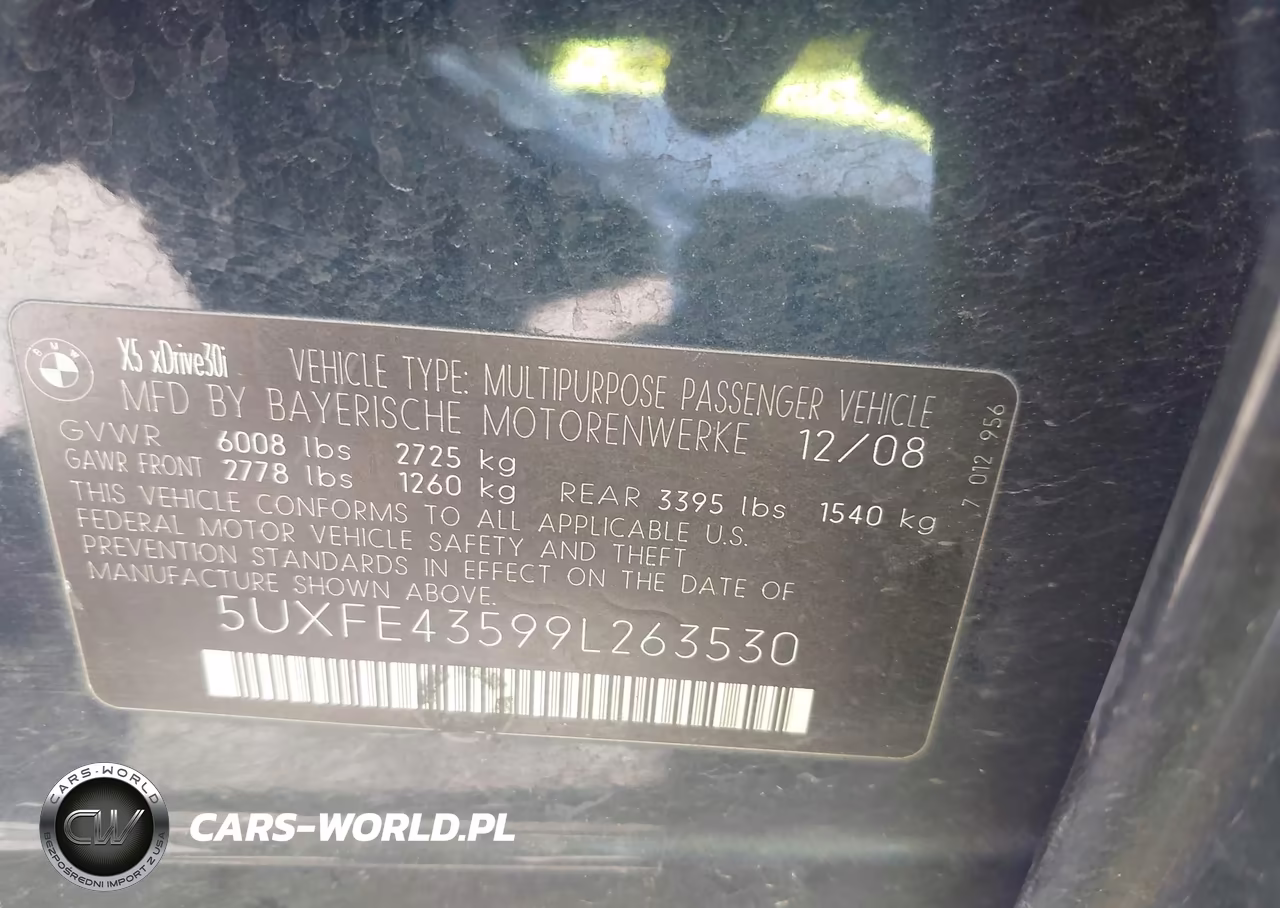 2009 BMW X5 xDrive30I VIN:5UXFE43599L263530 - 9