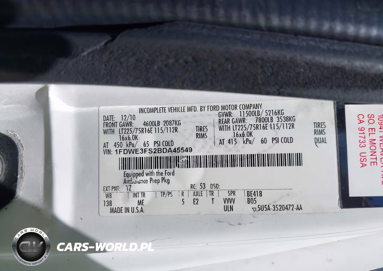 2011 Ford Econoline Commercial Cutaway VIN:1FDWE3FS2BDA45549 - 8