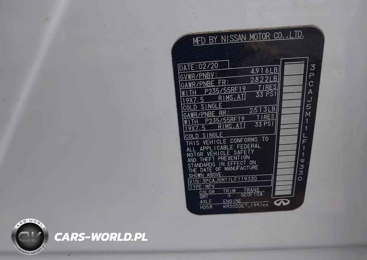 2020 Infiniti Qx50 Luxe VIN:3PCAJ5M11LF119330 - 9