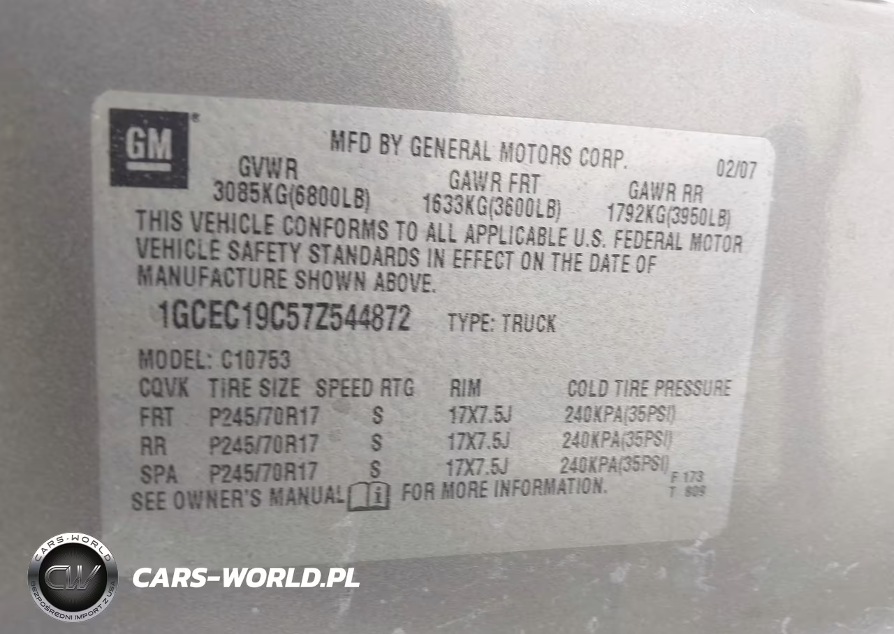 2007 Chevrolet Silverado 1500 Work Truck VIN:1GCEC19C57Z544872 - 9