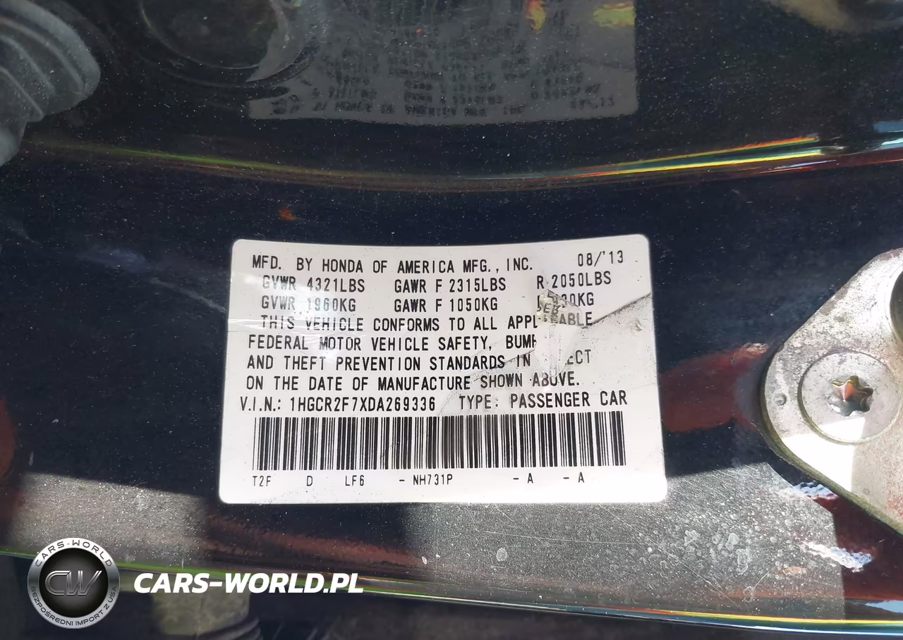 2013 Honda Accord Ex VIN:1HGCR2F7XDA269336 - 9