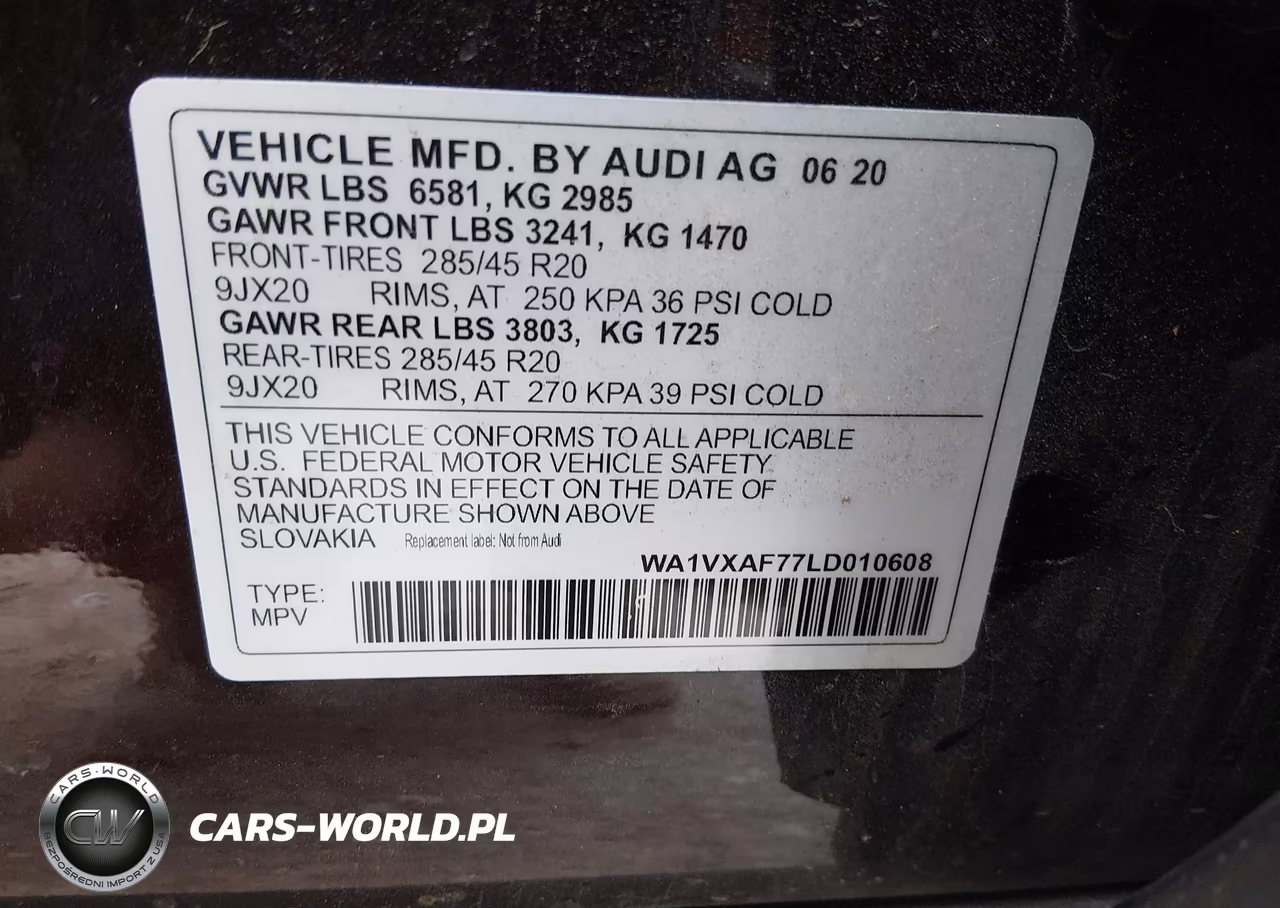 2020 Audi Q7 Prestige 55 Tfsi Quattro Tiptronic VIN:WA1VXAF77LD010608 - 9