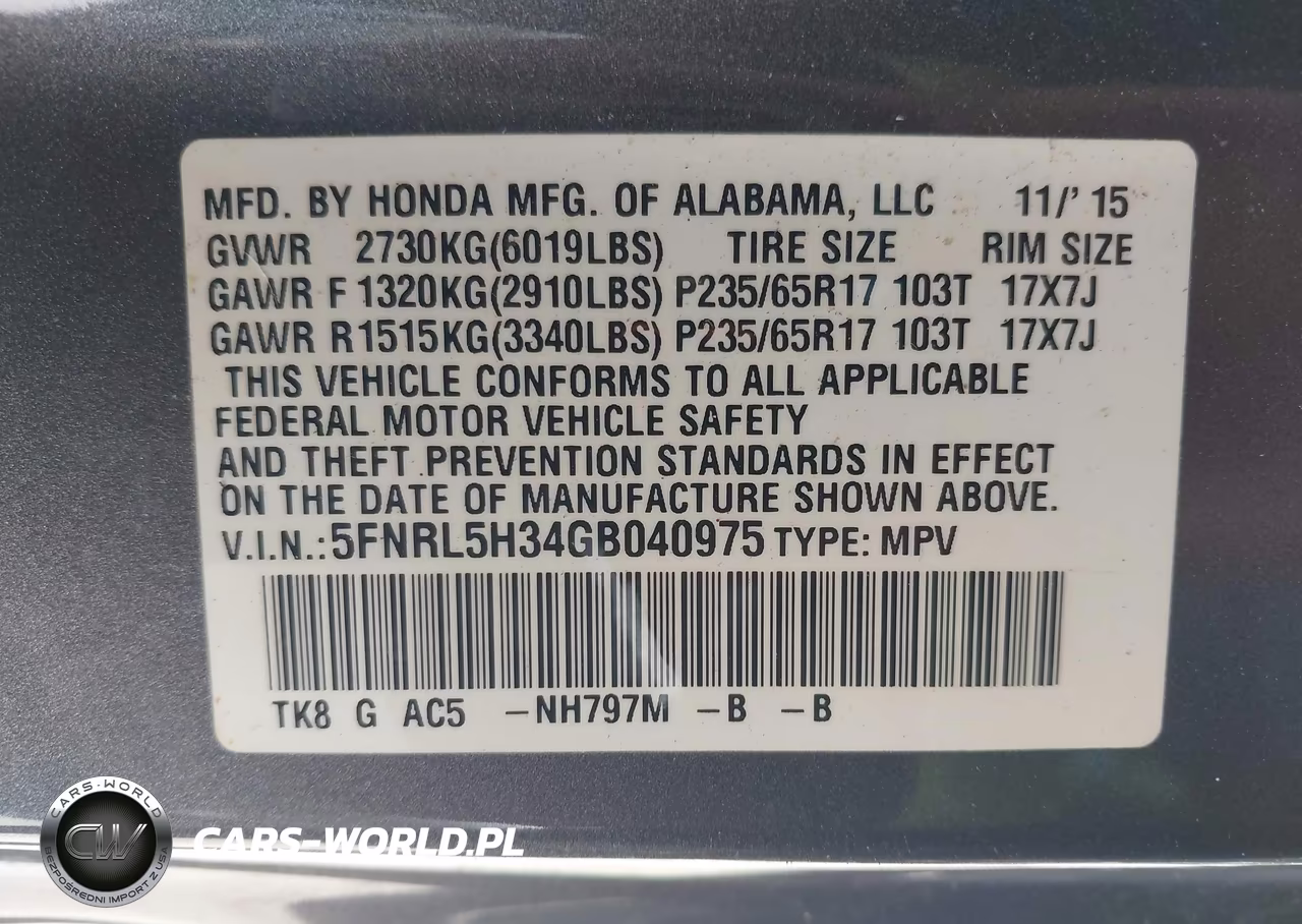 2016 Honda Odyssey Se VIN:5FNRL5H34GB040975 - 9