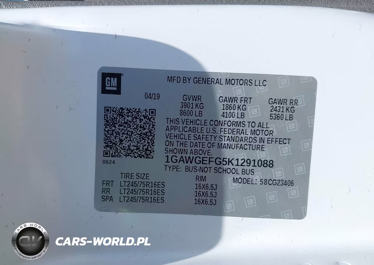 2019 Chevrolet Express 2500 Ls VIN:1GAWGEFG5K1291088 - 9
